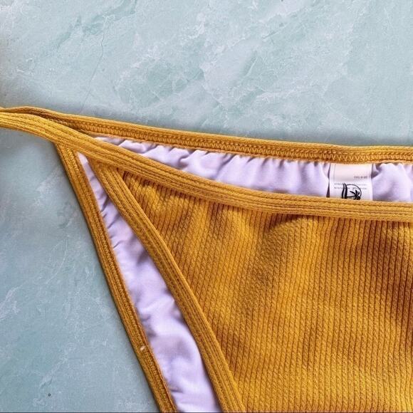 Cupshe mustard yellow ribbed bikini bottom sz M - Picture 2 of 5